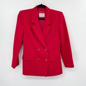 Pendleton Petite Vintage Blazer Jacket Red Size 2 100% Virgin Wool‎ Lined Career
